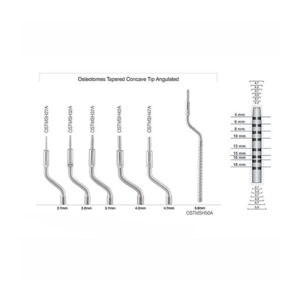 GDC Osteotome Concave Angulated Set Of 6 In Pouch (Ostmshsp6)